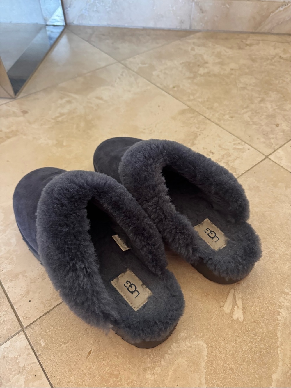 UGG Women's Charcoal Blue Shearling Slippers